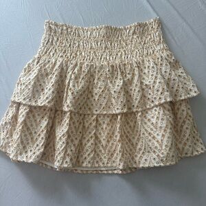 Lilly Pulitzer Cream and Tan Tiered Mini Skirt